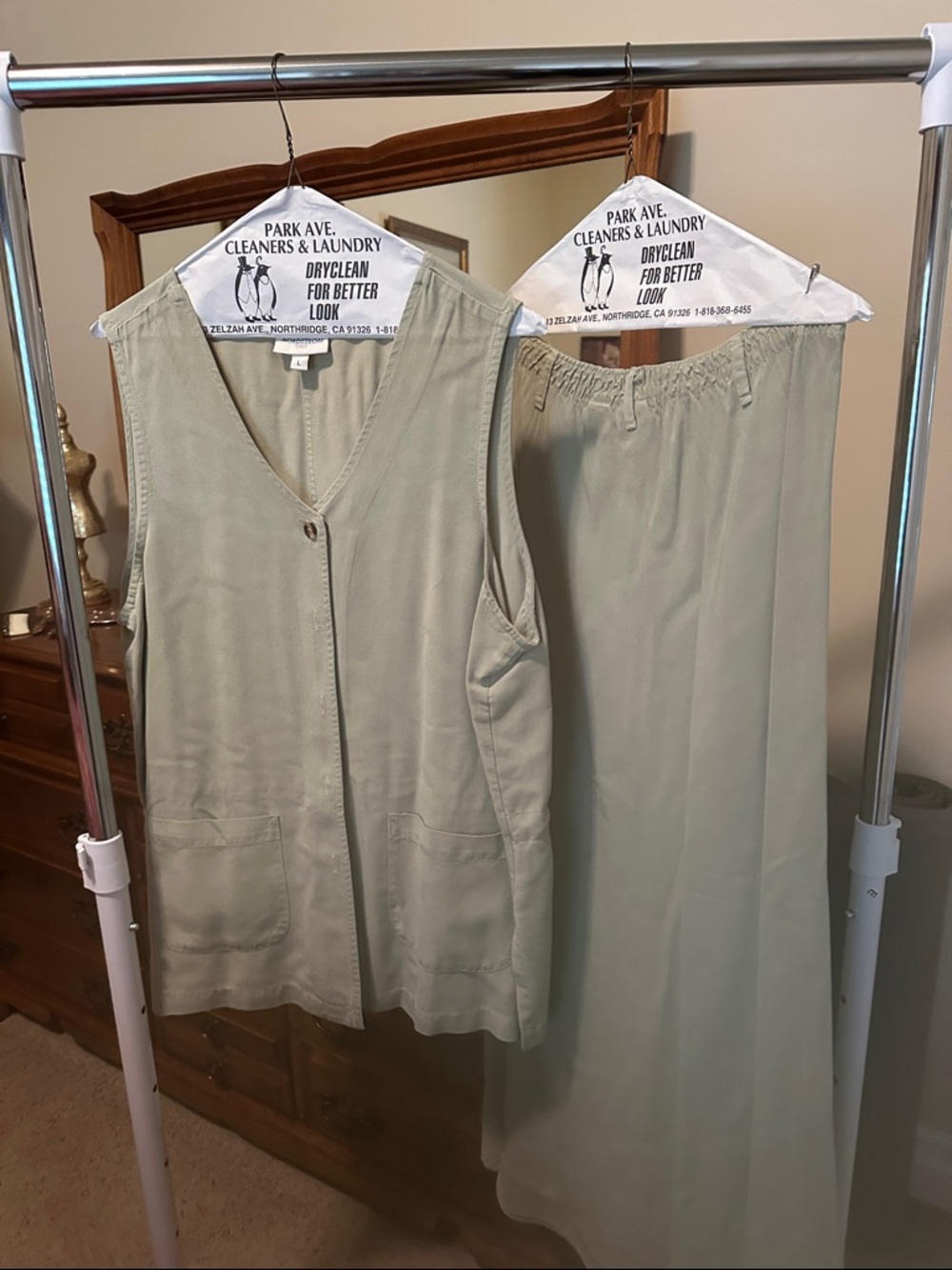 Nordstrom Light Sage Two-Piece Skirt Set